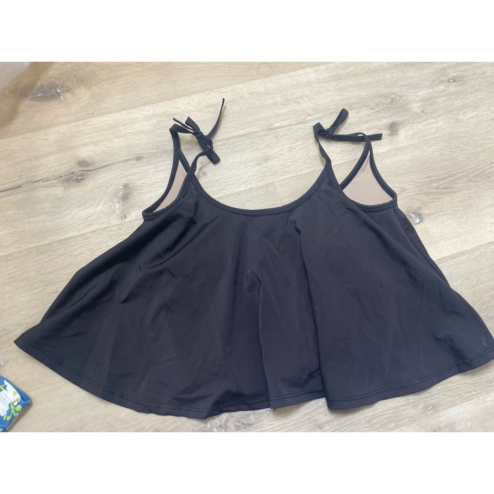 Kortni Jeane Black Swing Crop Tankini Top Swimwear Women's Size Small